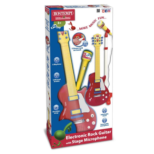 ELEKTRONİK AYAKLI MİKROFONLU GİTAR SETİ KIRMIZI