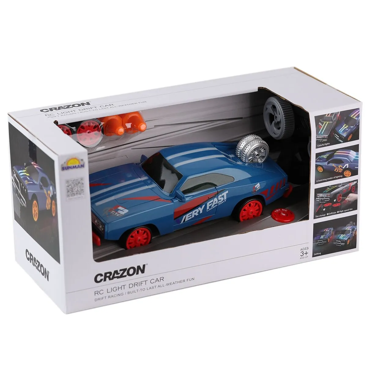 Sun-Yfn-Crn-Rc Araba Drift Ff Yedek Tekerlek Kukalı Işıklı 7 4V Usb