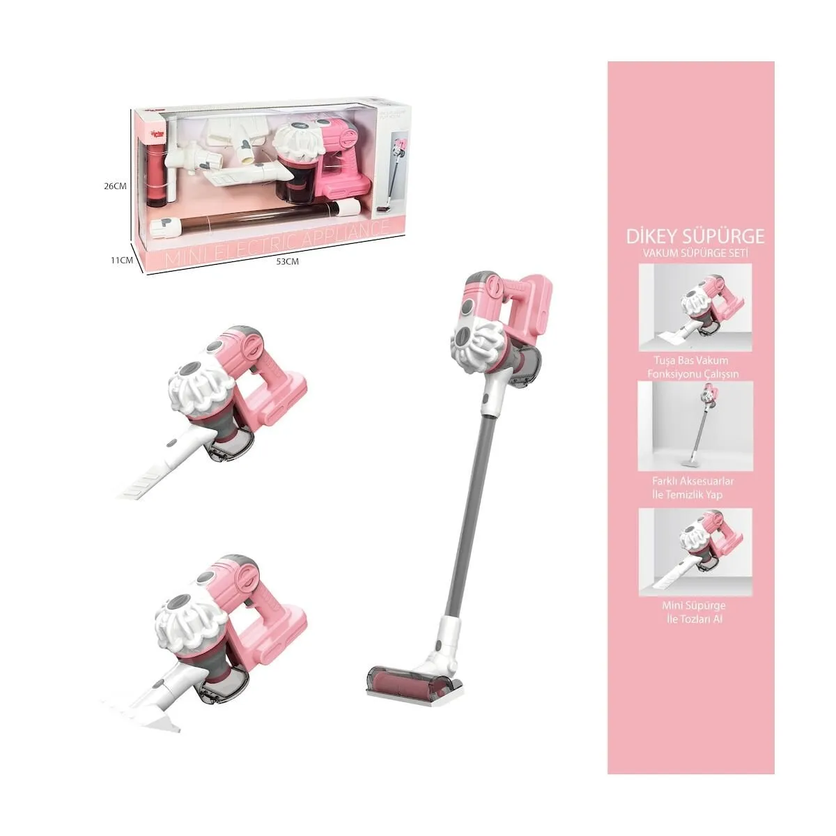Dikey Elektrik Süpürgesi Pembe — görsel 3
