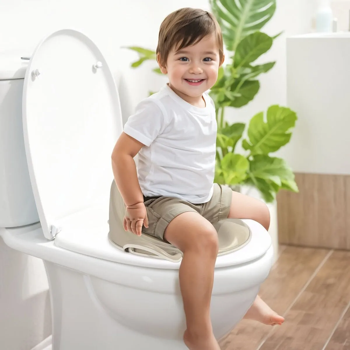 Yüksek Arkalıklı Tuvalet Alıştırma Adaptörü Relax Bej