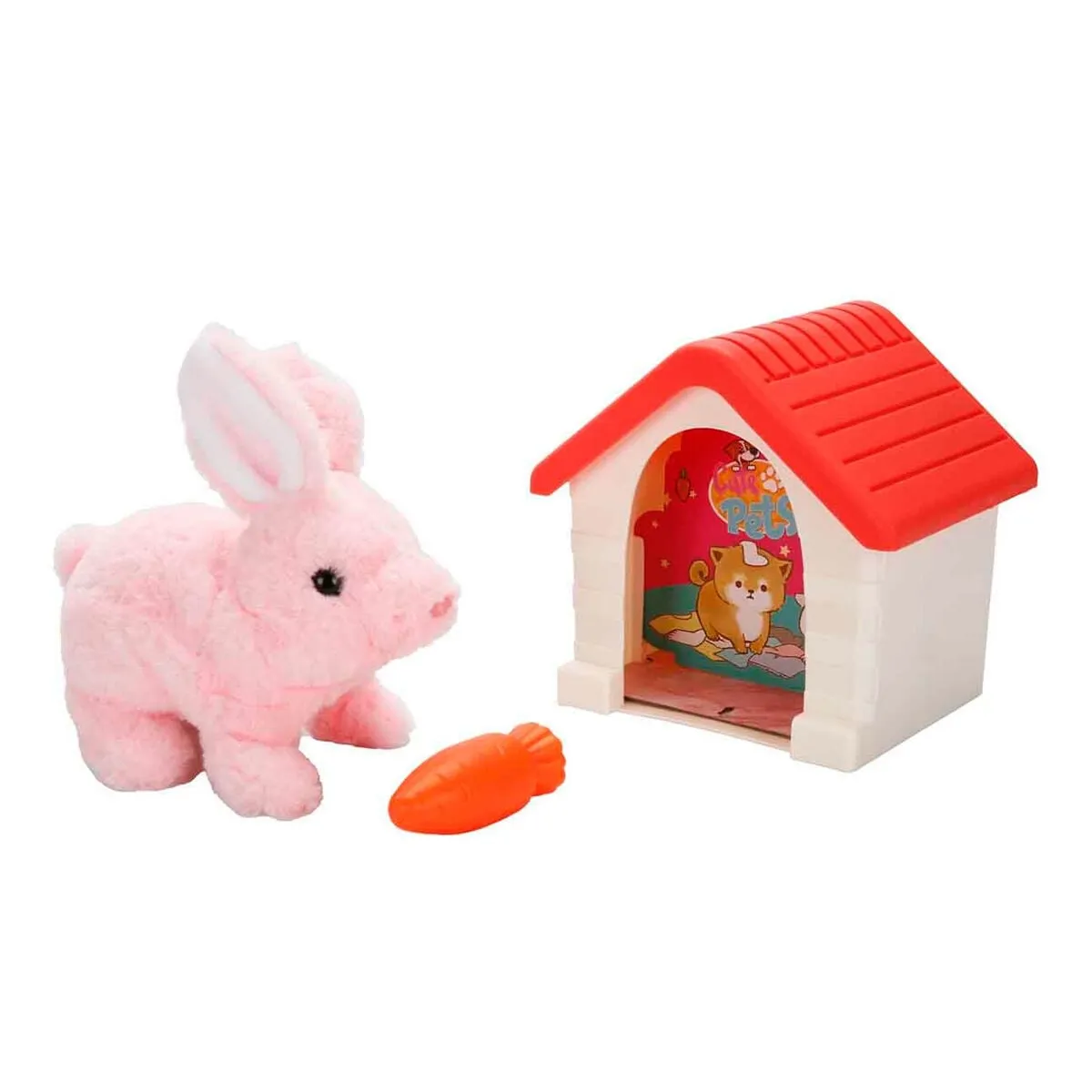 Sesli Ve Hareketli Kulübeli Sevimli Peluş Tavşan