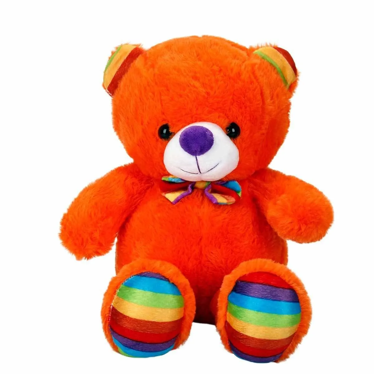 Oturan Kurdeleli Renkli Peluş Ayı 30 cm -Sunman