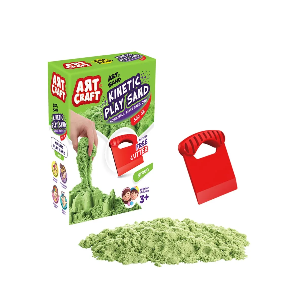 Aksesuarlı Yeşil Kinetik Oyun Kumu 500 Gr