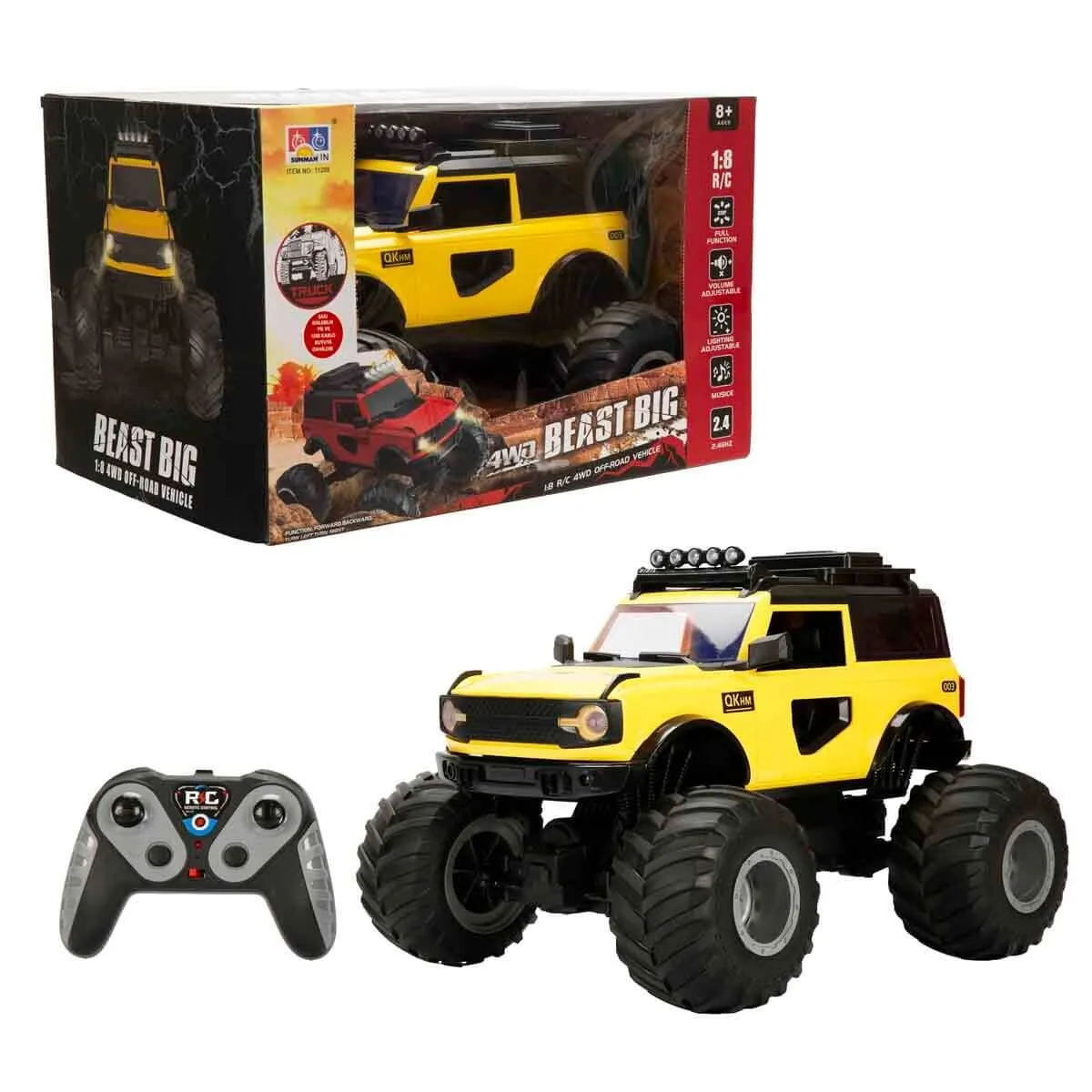 R/c ARABA1/8 Pff-Road F/f Ses/ışık 3.7V.USB 2.4GHZ.2R.