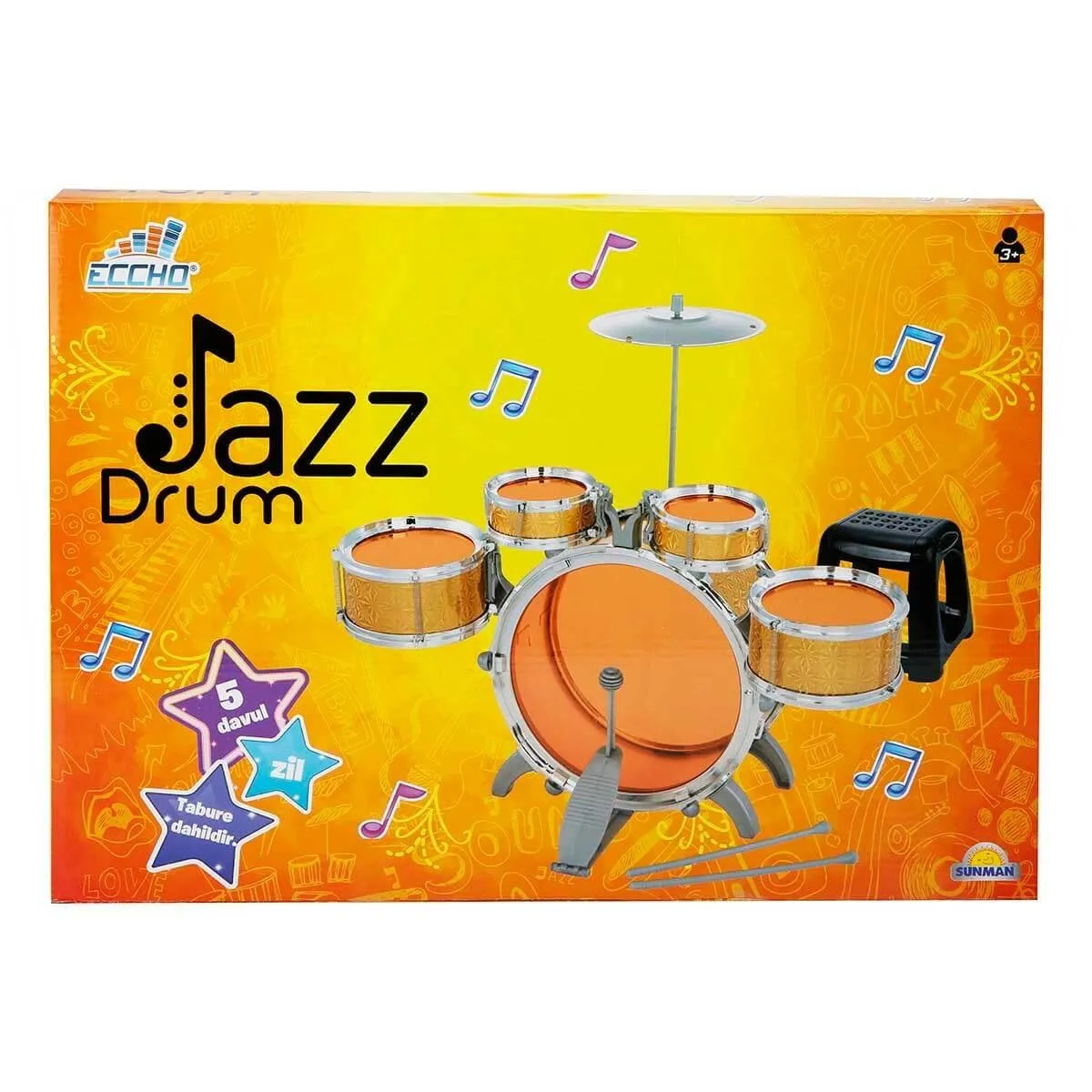 Sunman Eccho, Davul Set - Jazz Drum / 5 adet Davul, Zil ve Tabure / +3 yaş — görsel 2