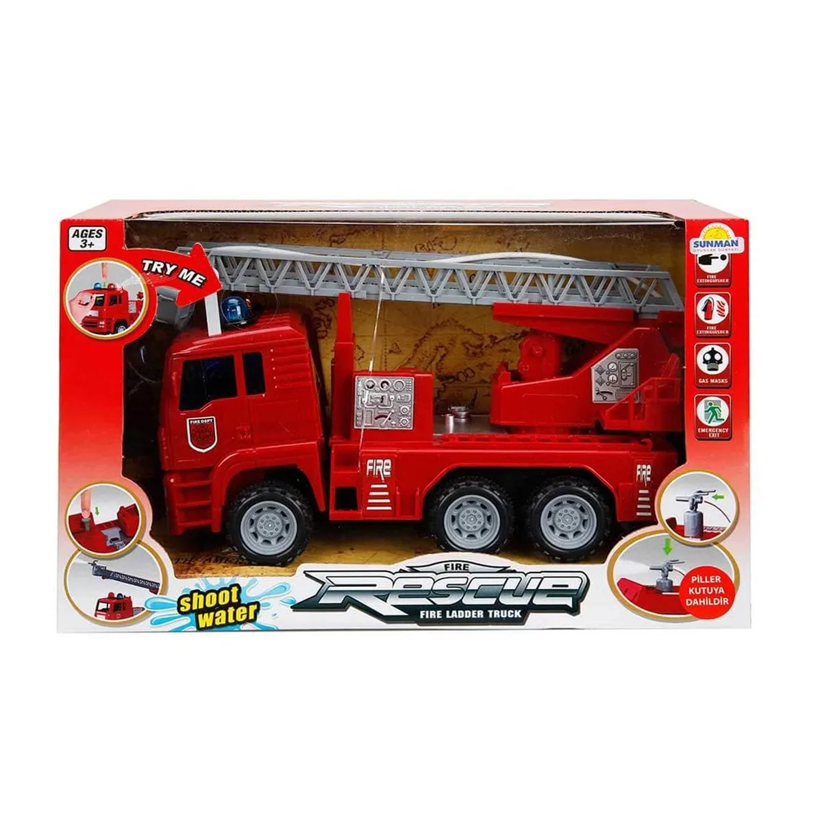 Maxx Wheels Sesli ve Işıklı Su Fışkırtan İtfaiye Aracı 24 cm