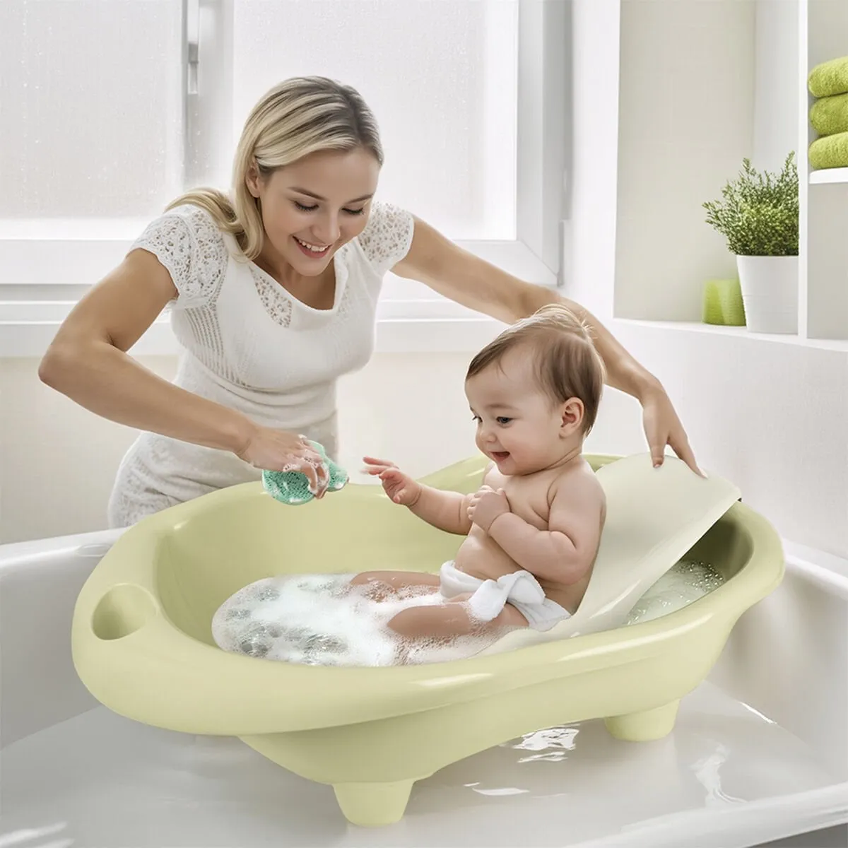 Hıppo Bebek Yıkama Küveti ve Desteği Eco Yeşil