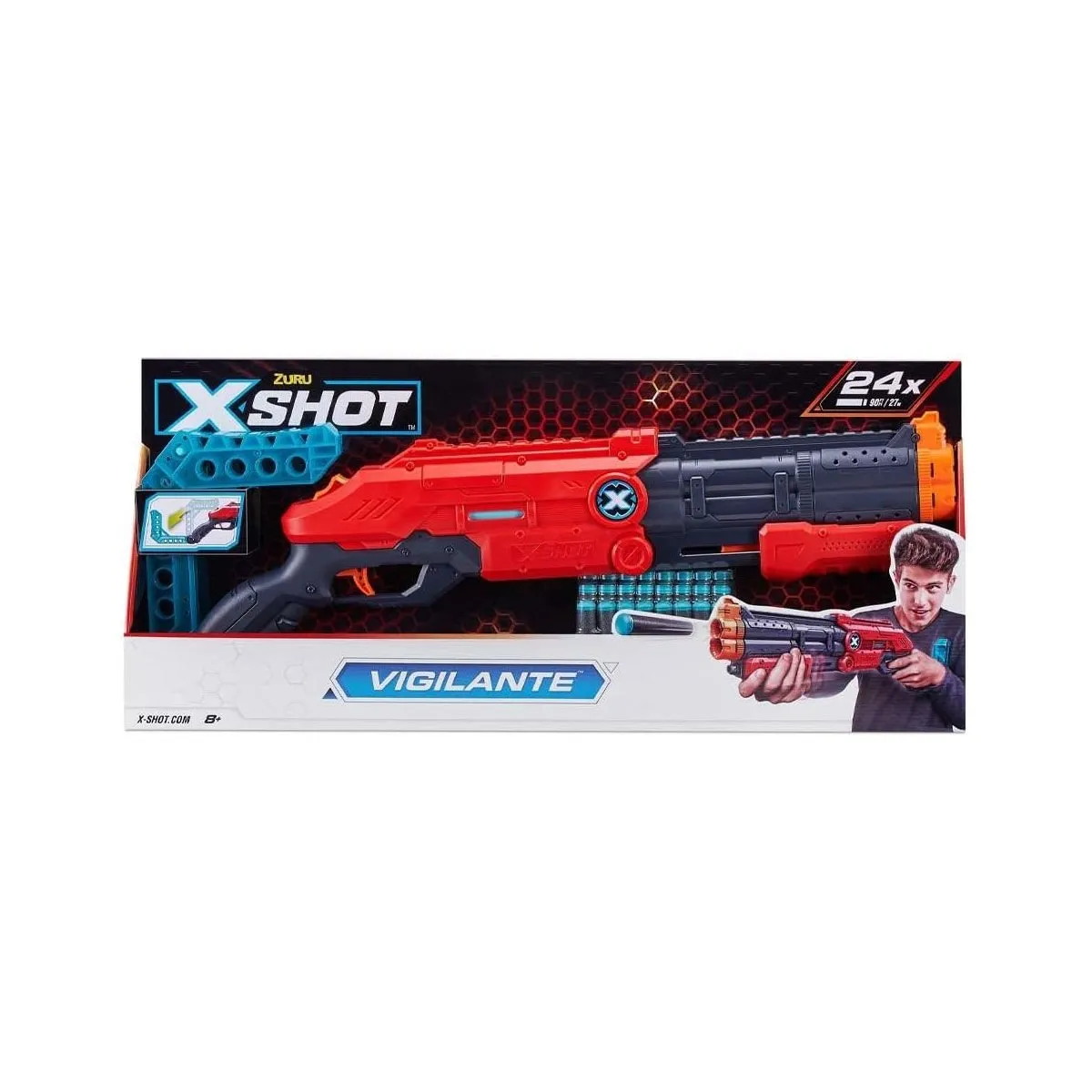 Zuru X-Shot Excel-Vigilante Sünger Atan Silah 24 Mermi