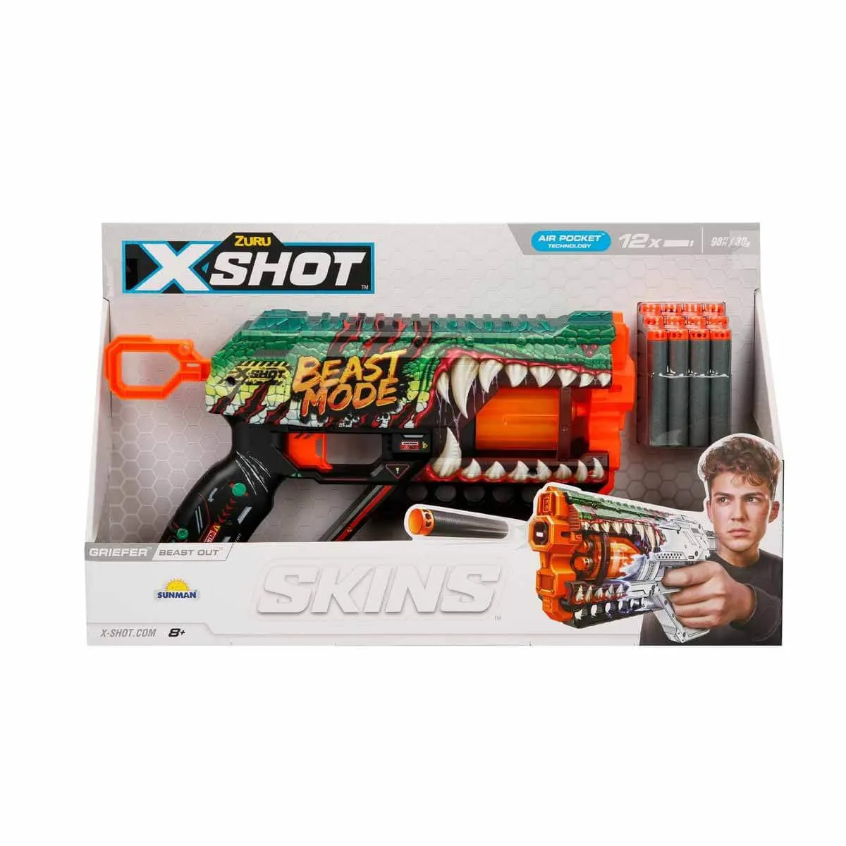 X-Shot Skins Griefer 12 Mermili Sünger Dart Atan Silah 32 cm — görsel 5