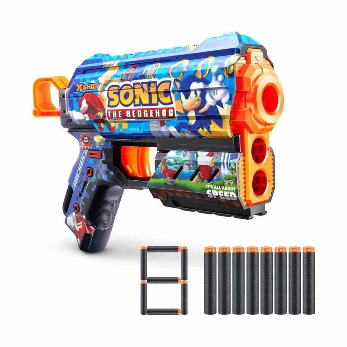 X-Shot Skins Flux Sonic The Hedgehog Sünger Dart Atan Silah 21 cm — görsel 2