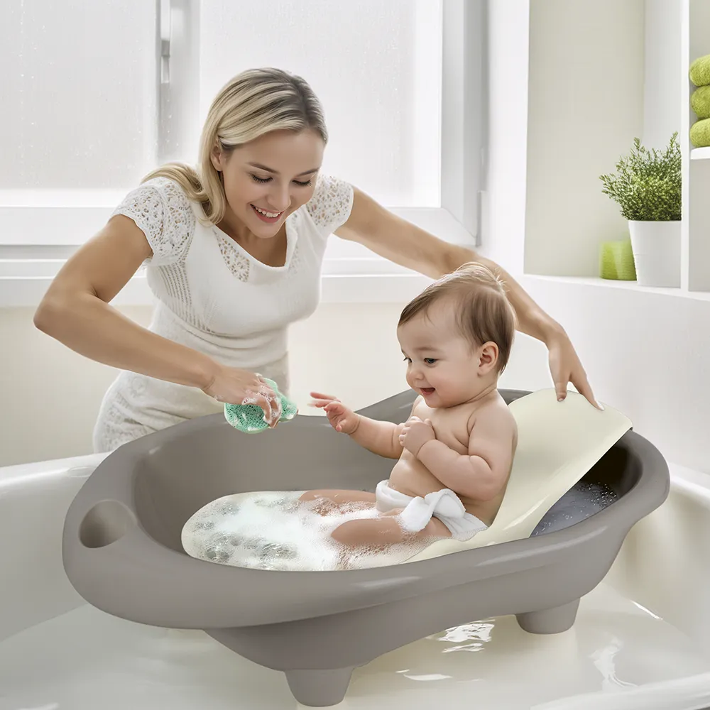 Hippo Oyuncak Bebek Yıkama Küveti ve Desteği Stone Gri