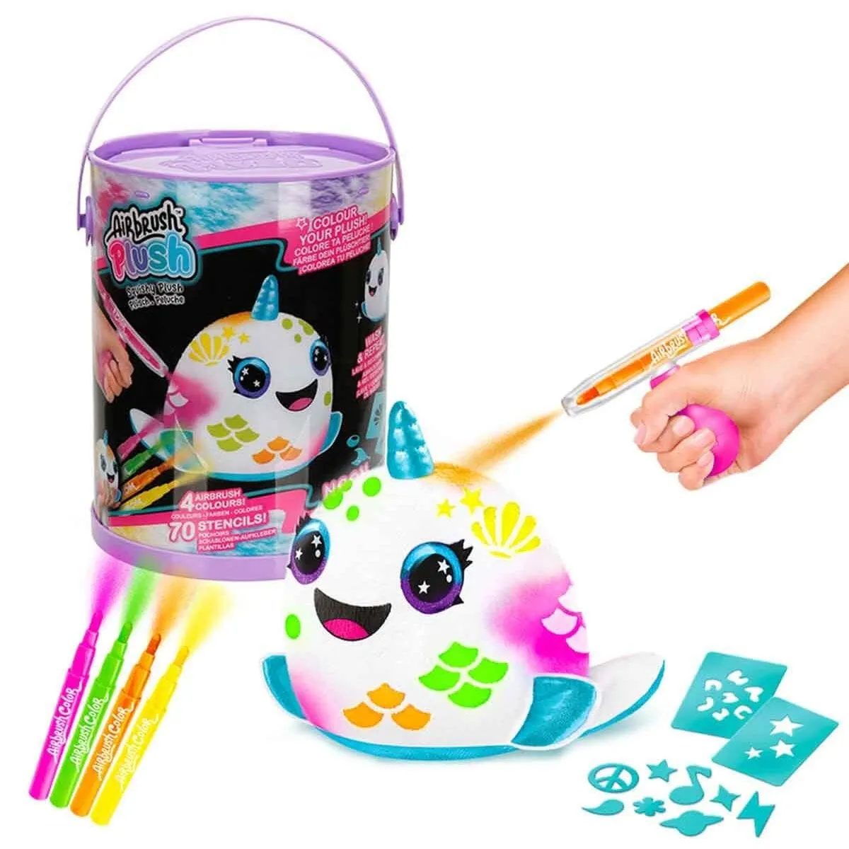 Airbrush Peluş Neon Boyama Seti -Sunman