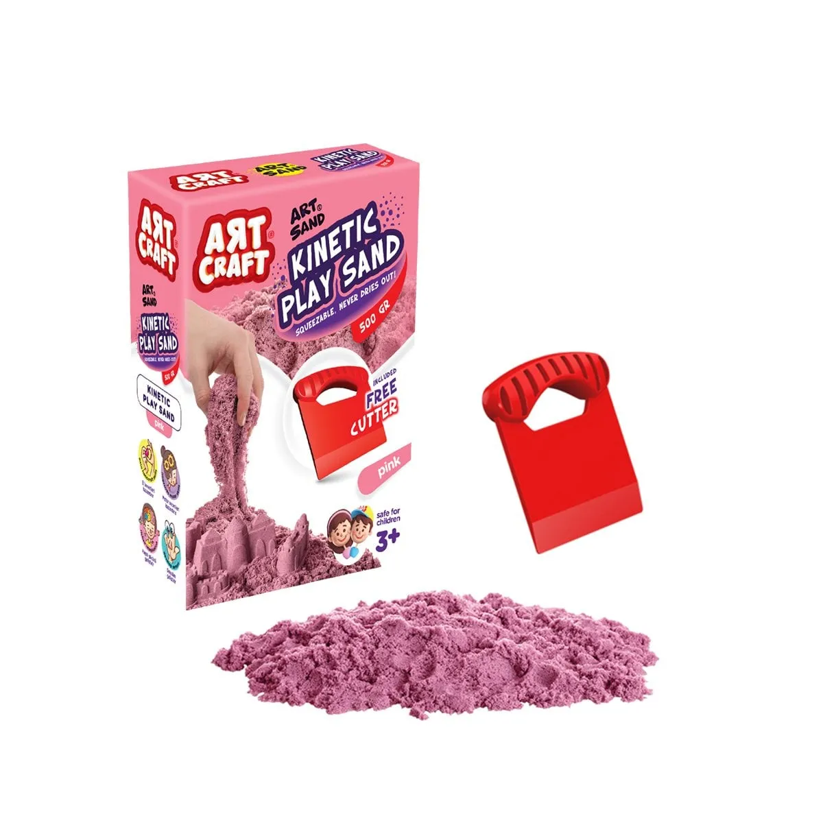 Aksesuarlı Pembe Kinetik Oyun Kumu 500 Gr