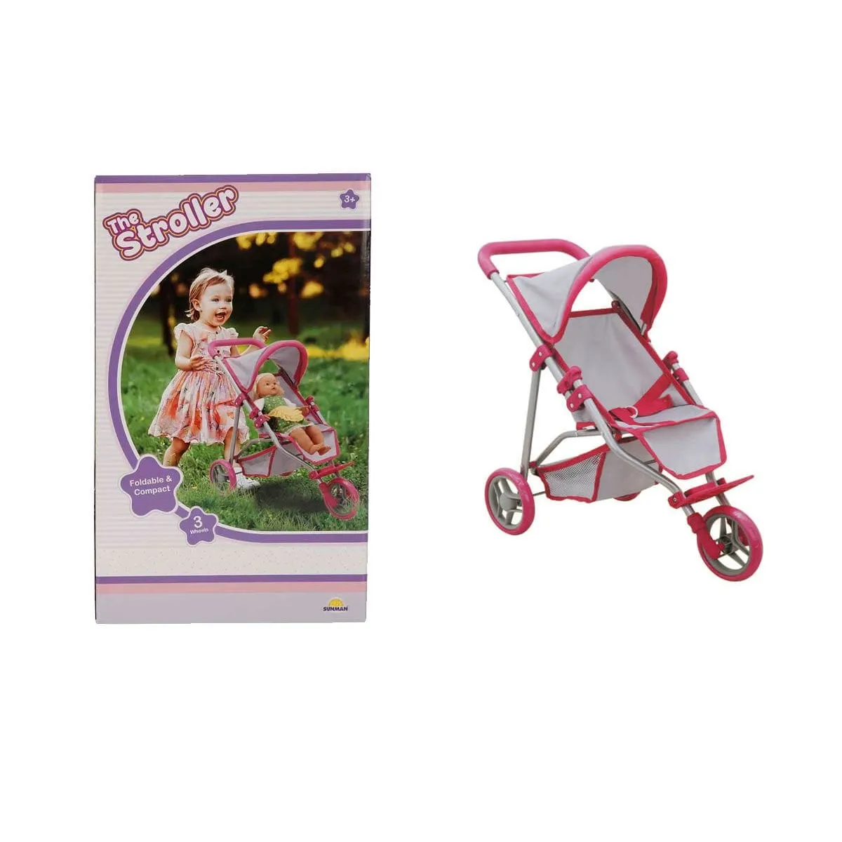 3 Tekerlekli Pembe Gri Puset -Sunman