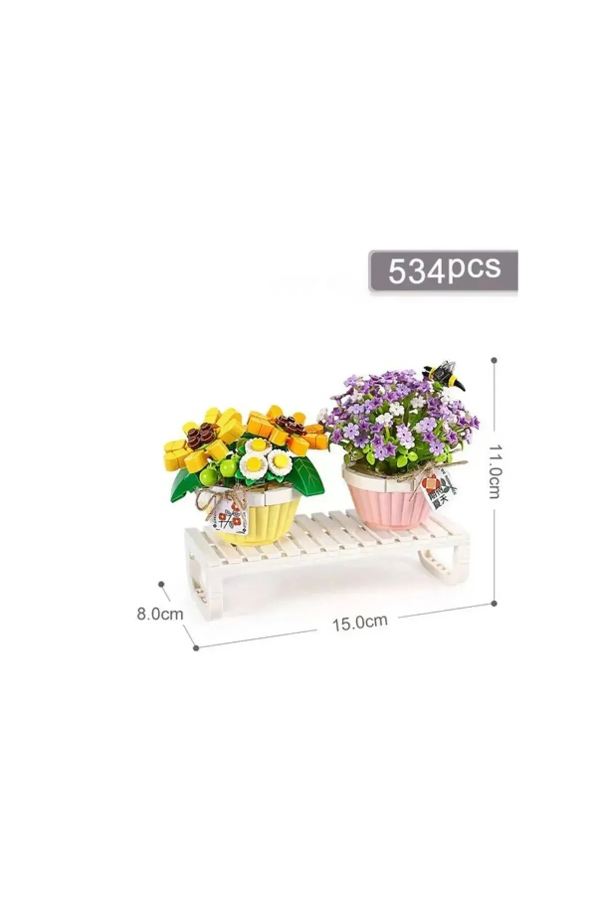 LOZ Eternal Flowers Serisi - Saksıda Çiçekler ''Letters from Spring Baby’s Breath'' ''Daisy With Bee'' 534 Parça Yapım Seti — görsel 2