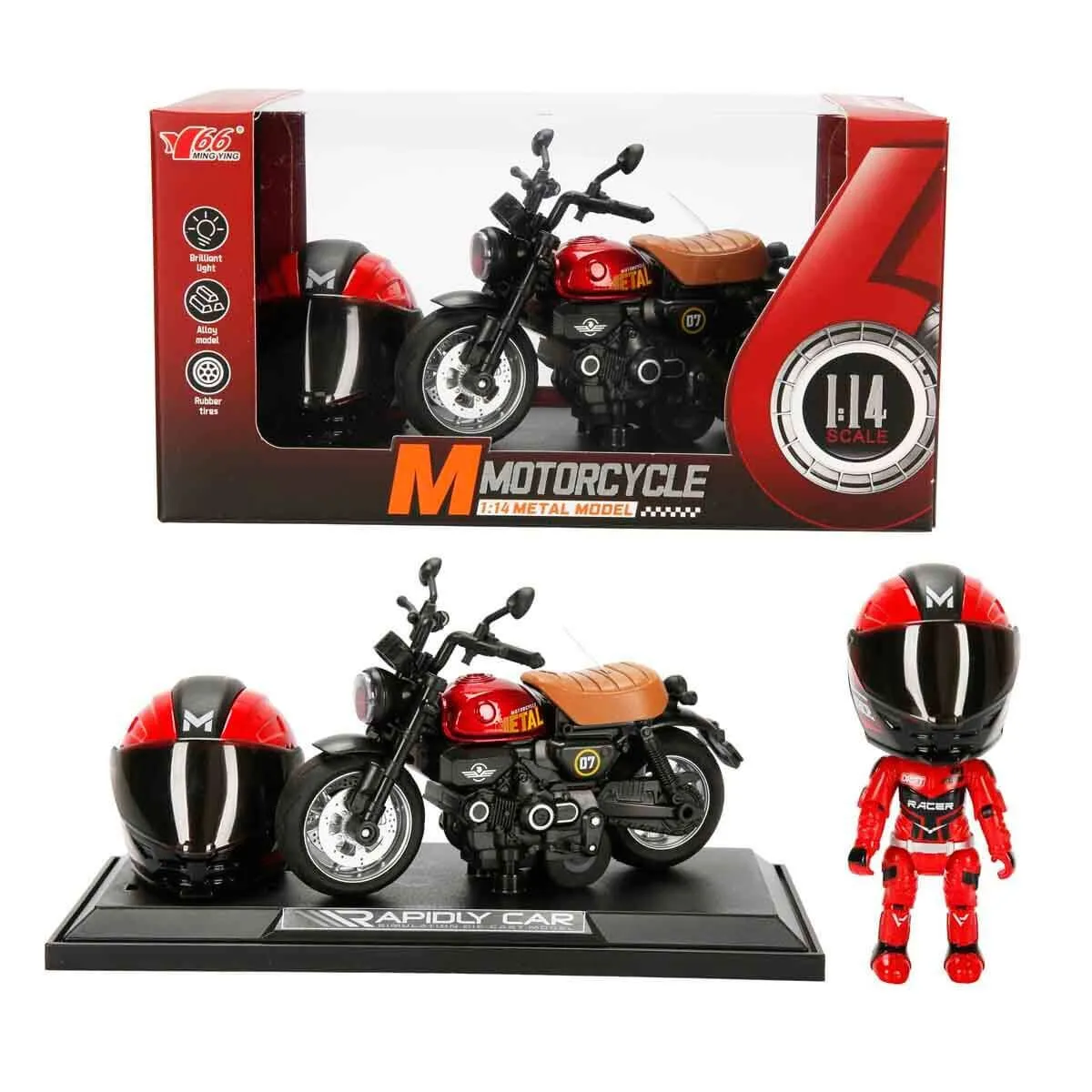 Motosiklet 1 14 Honda Monkey Kasklı Figür Pb 3R Ses Işık — görsel 7