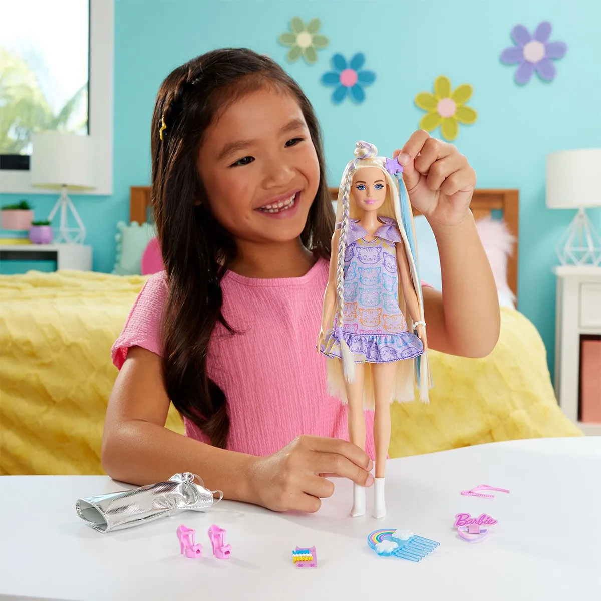 Barbie Upuzun Muhteşem Saçlı Bebek - Saç Tasarım Oyun Seti — görsel 6