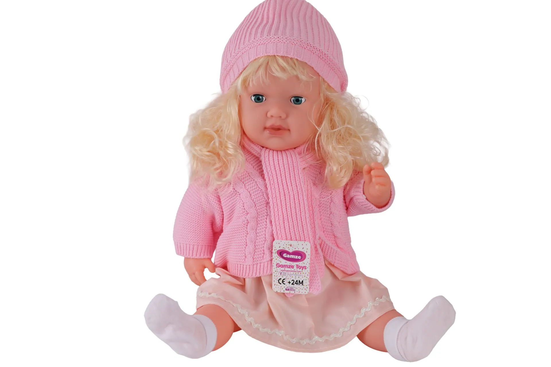 60 Cm Trikolu Hırkalı Saçlı Büyük Bebek — görsel 2