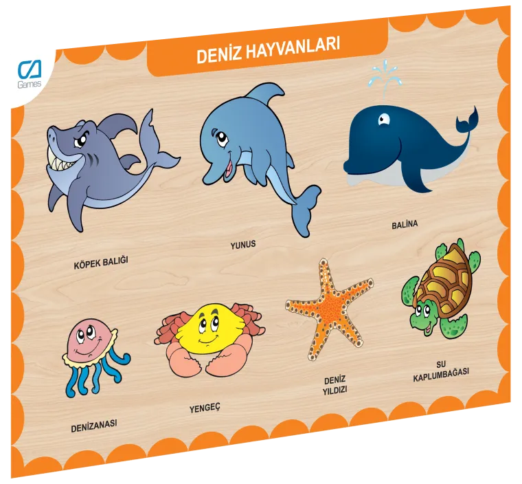 CAAHS-3212 Ca Games Ahşap Deniz Hayvanları Bul-Tak