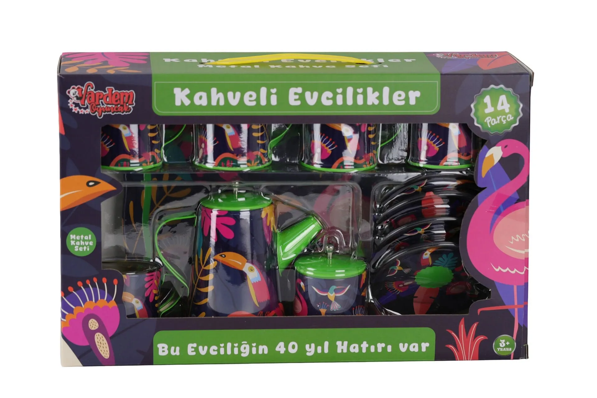 14 Parça Desenli Metal Çay Set — görsel 2