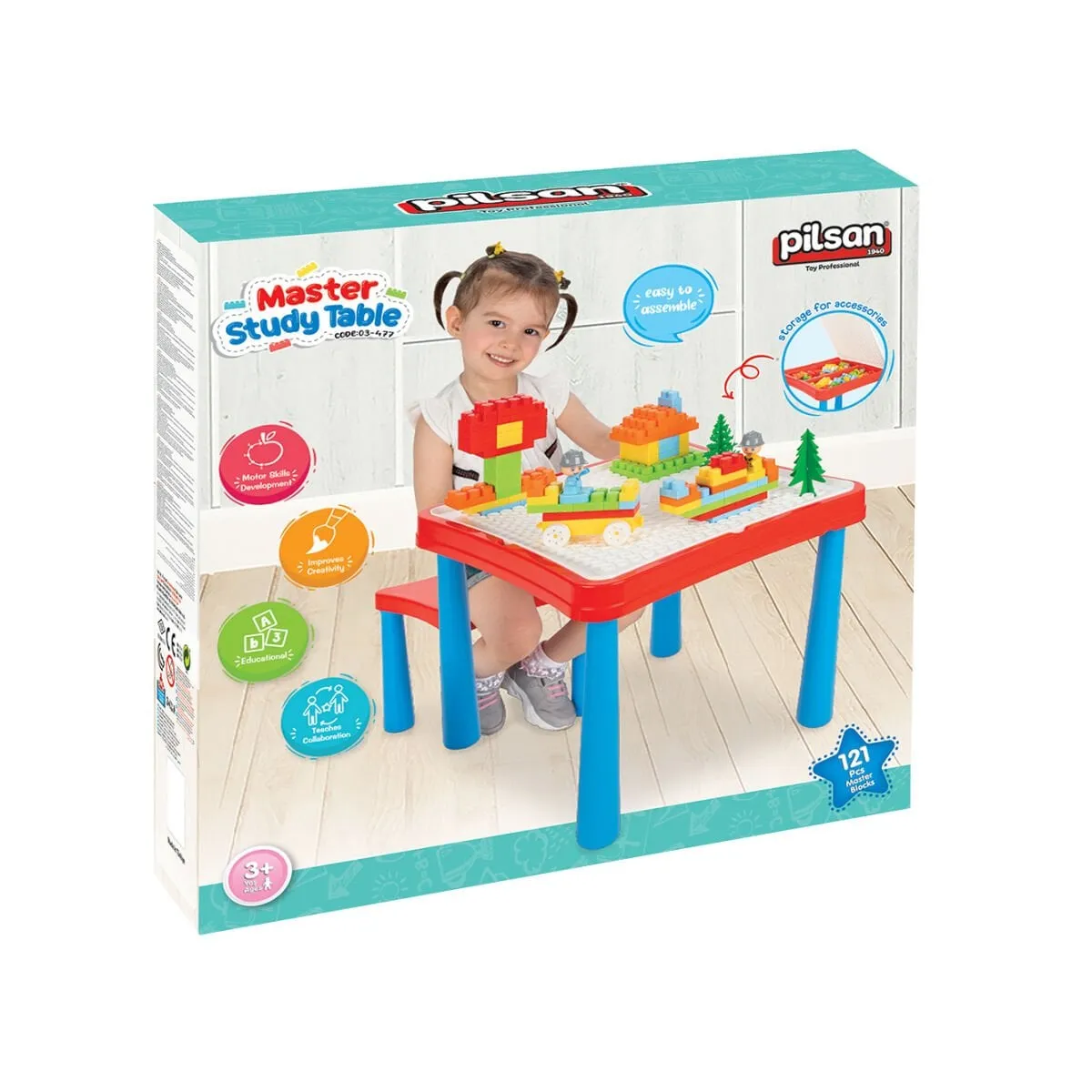 Master Çalışma Masası Kırmızı Mavi — görsel 3