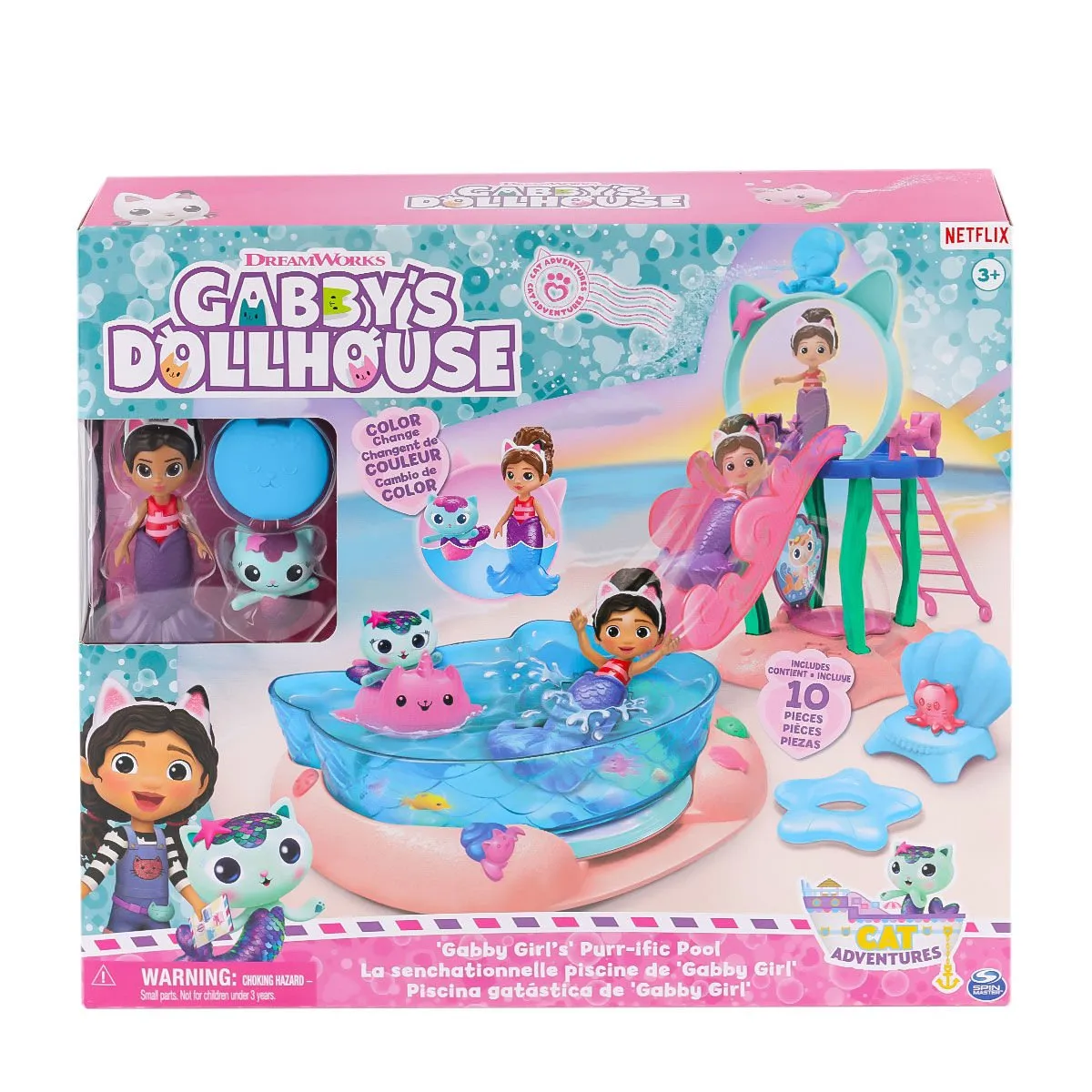 Gabbys Dollhouse Gabby ve Mercat Purr-ific Havuz Oyun Seti