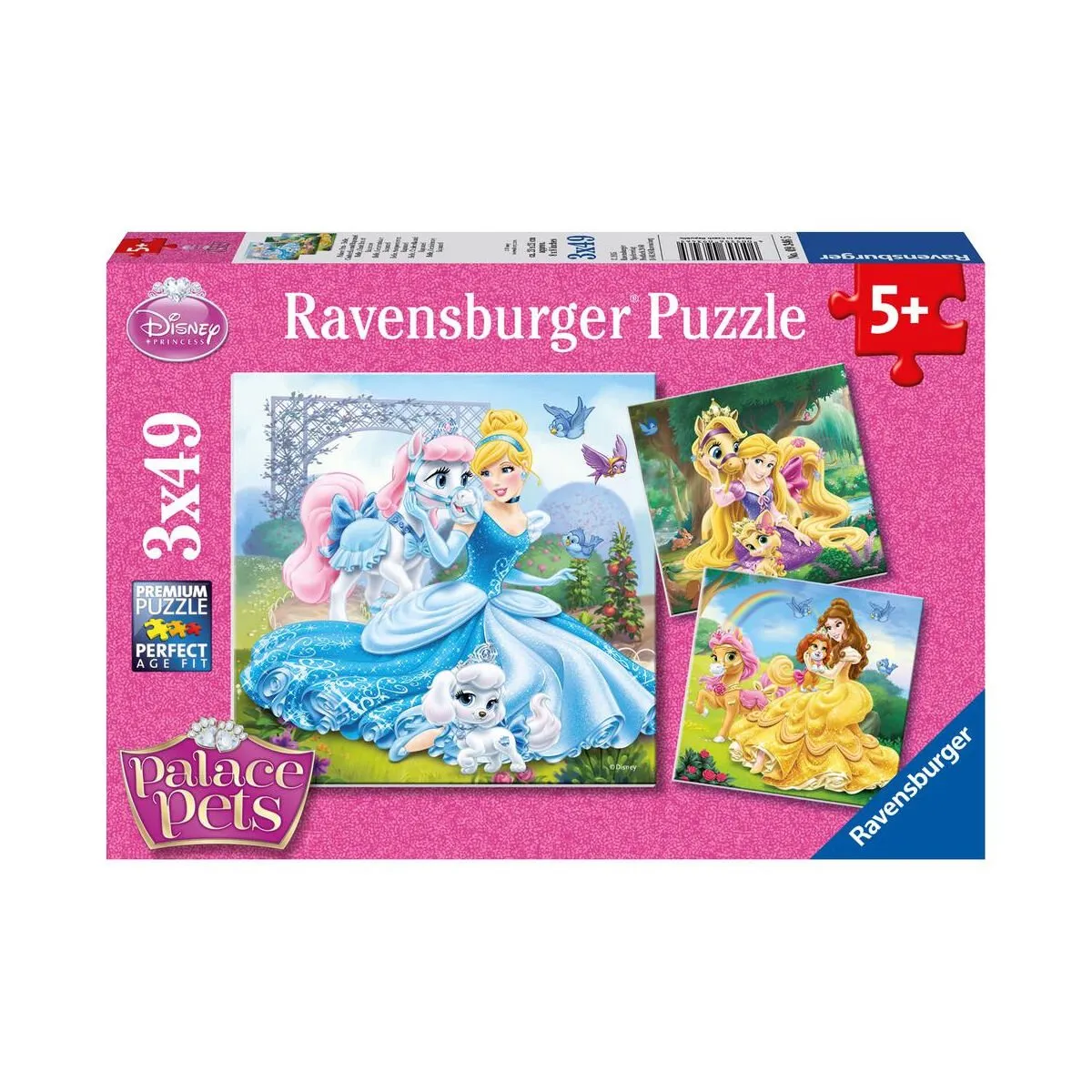 Palace Pets Belle, Cinderella, Rapunzel 3x49 parça Ravensburger Puzzle