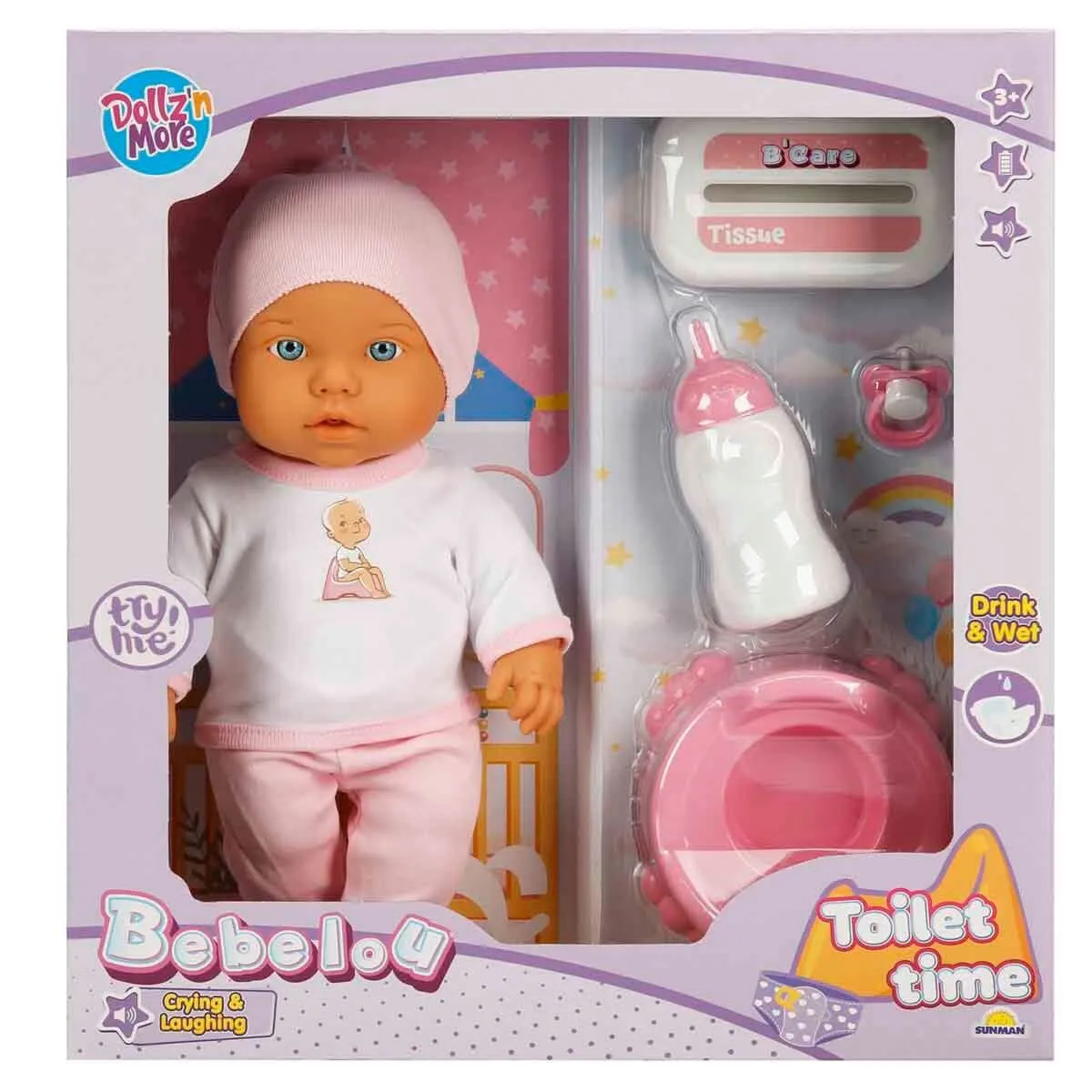 Sunman Bebelou Sesli Tuvalet Zamanı Bebek Seti 32 cm — görsel 2