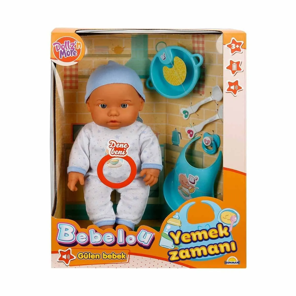 Sunman, Bebelou Yemek Zamanı Sesli Bebek Seti 35 cm / +3 yaş