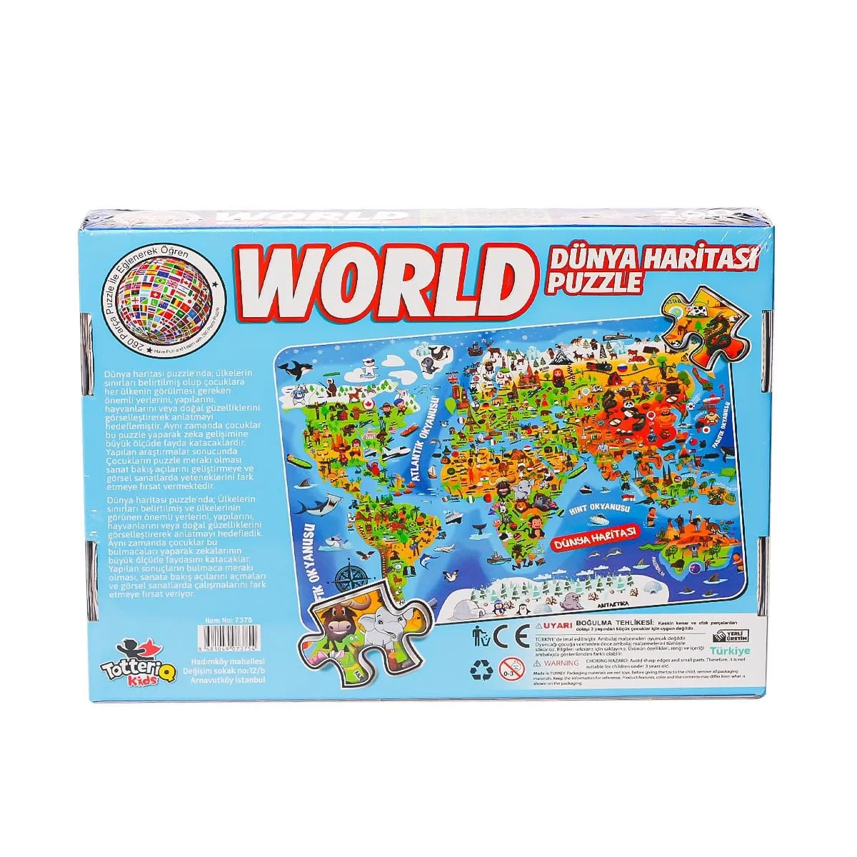 Totteriq Dünya Kültür Haritası Puzzle 260 Parça — görsel 2