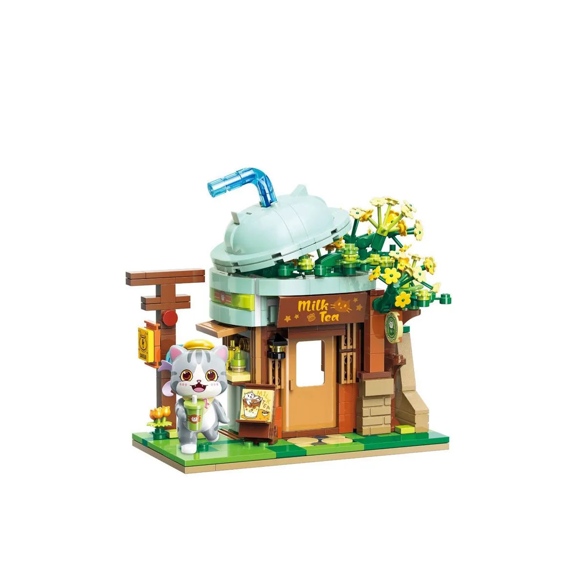 Keeppley Lovely Street - Ash Cat Milk Tea Shop 411 Parça Yapım Seti — görsel 2