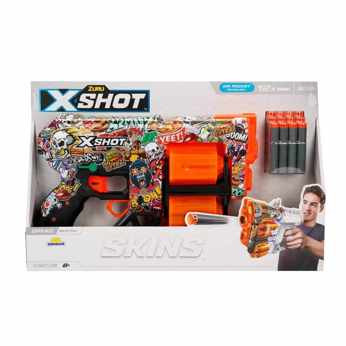 X-Shot Skins Dread 12 Mermili Sünger Dart Atan Silah 31 cm-Sunman