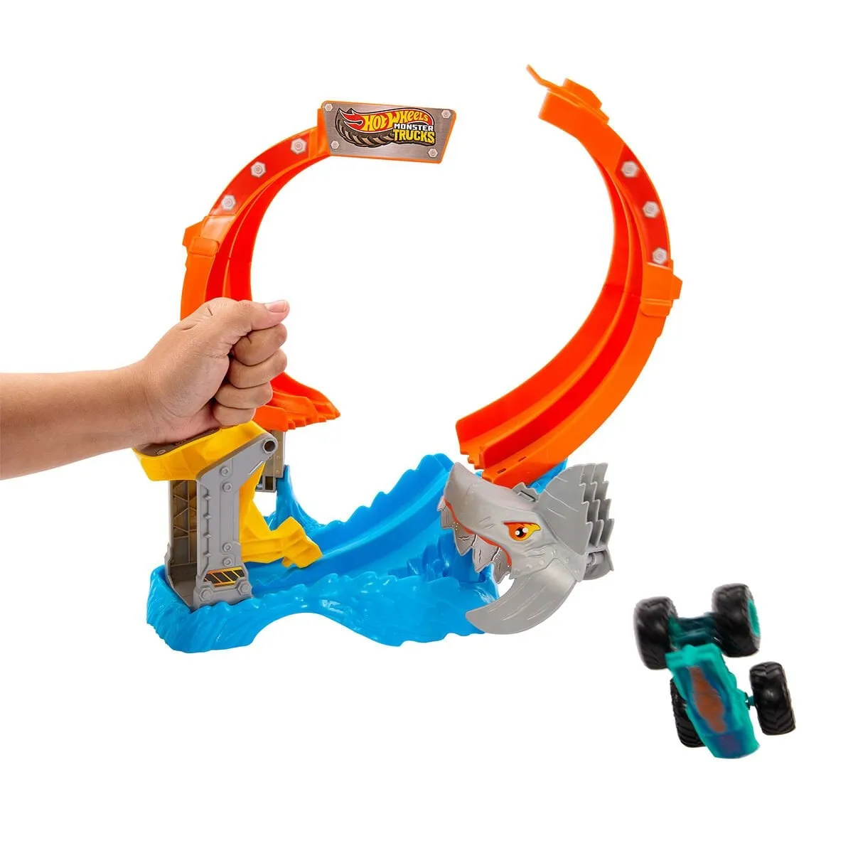 Hot Wheels Monster Trucks Dönen Corkscrew Shark Çarpışması — görsel 3