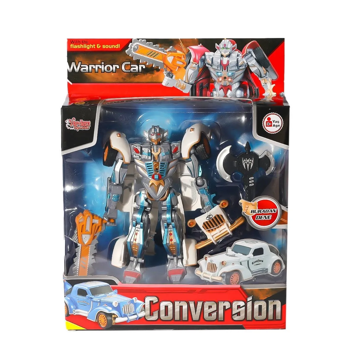 668-1-2 Işıklı Dönüşebilen Robot Araba -Vardem