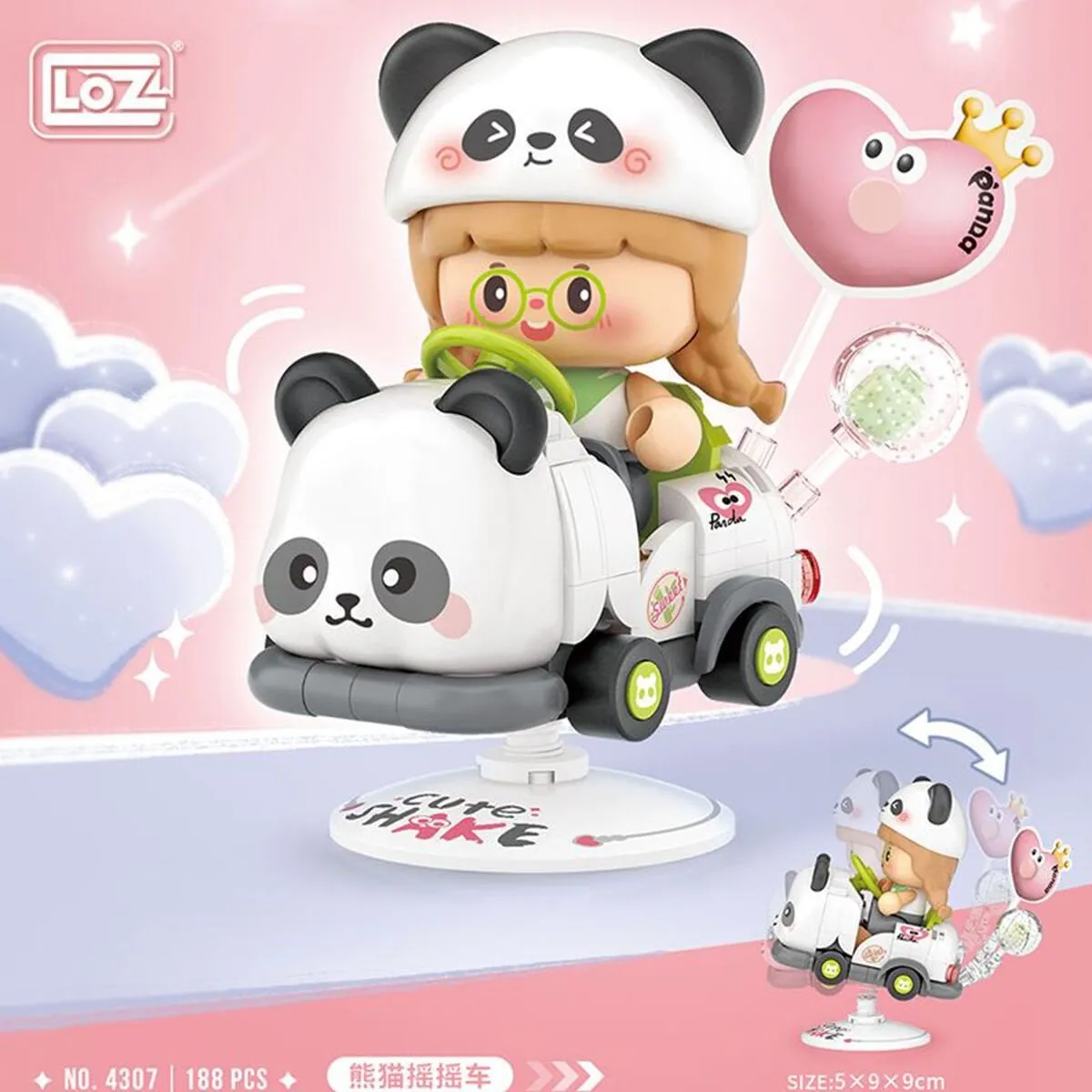 LZ-4307 Loz Panda Sallanan Sürüş 188 Parça Block Oyuncak