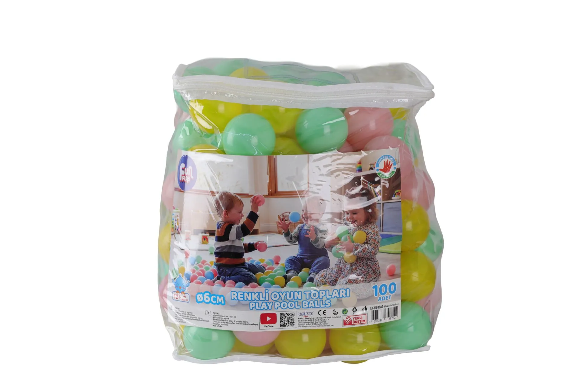 ER-6100BAG Fun Play Soft Renk Havuz Topları Pvc Çantalı