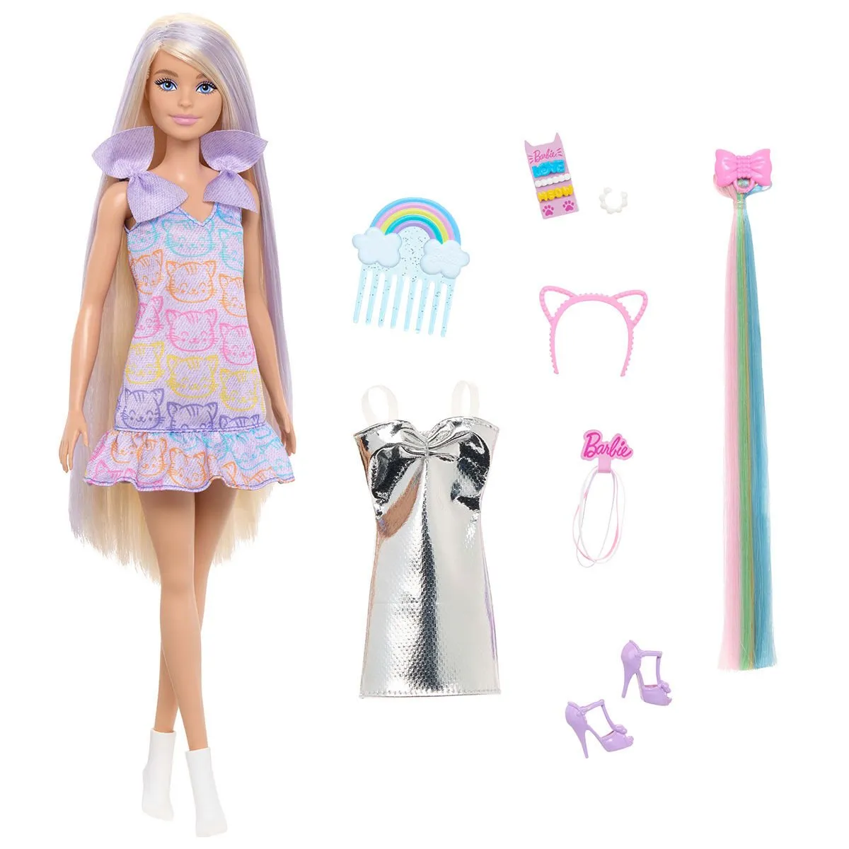 Barbie Upuzun Muhteşem Saçlı Bebek - Saç Tasarım Oyun Seti — görsel 2