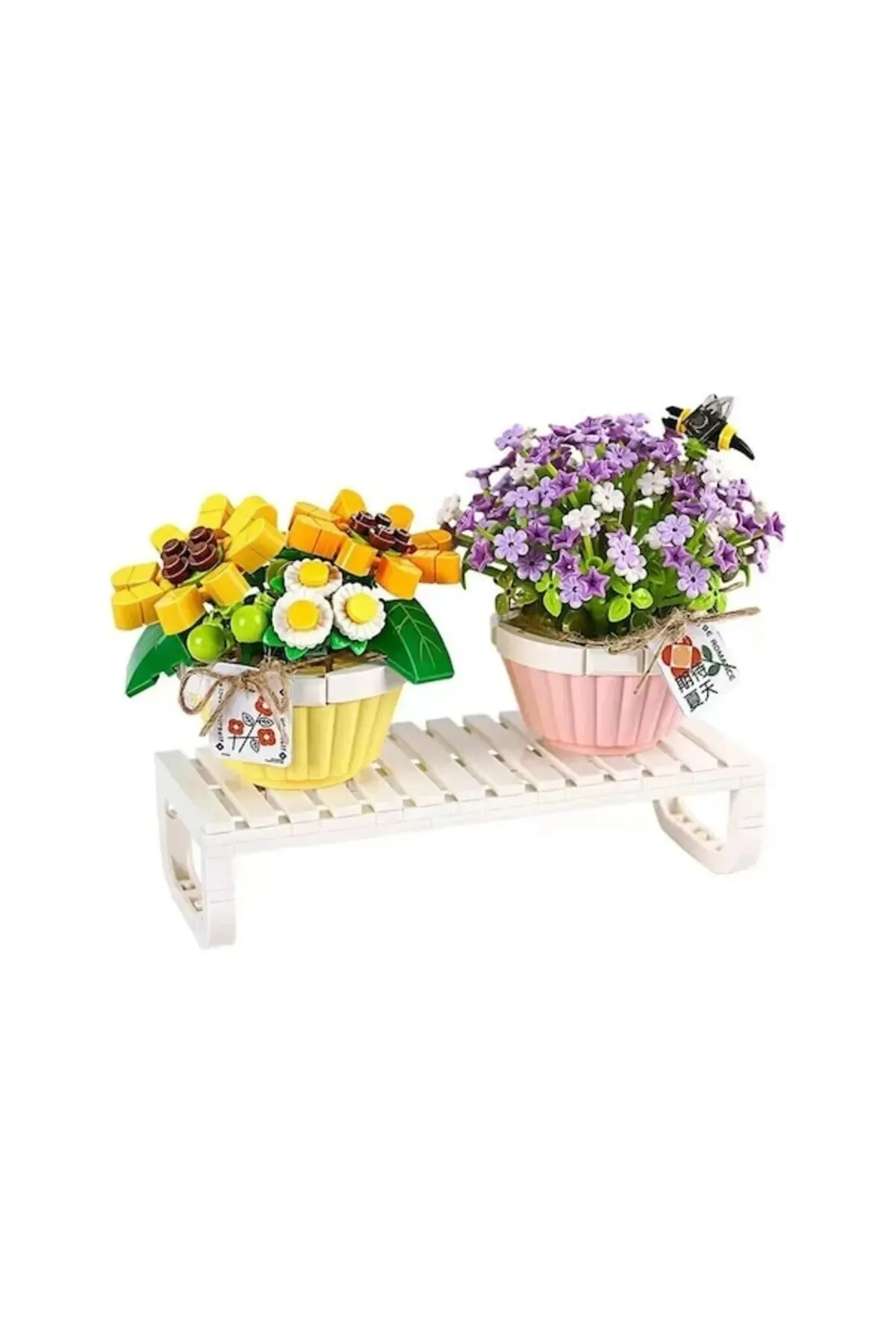 LOZ Eternal Flowers Serisi - Saksıda Çiçekler ''Letters from Spring Baby’s Breath'' ''Daisy With Bee'' 534 Parça Yapım Seti