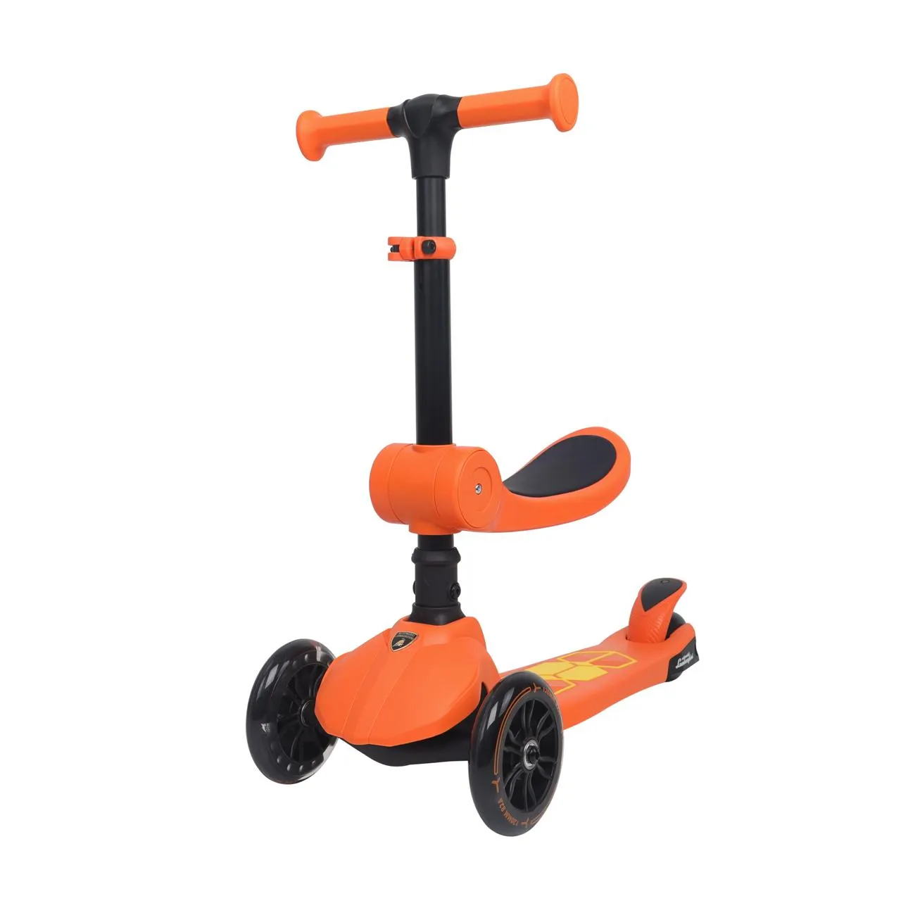 Lamborghini Lisanslı Katlanır Oturaklı Işıklı Scooter Turuncu