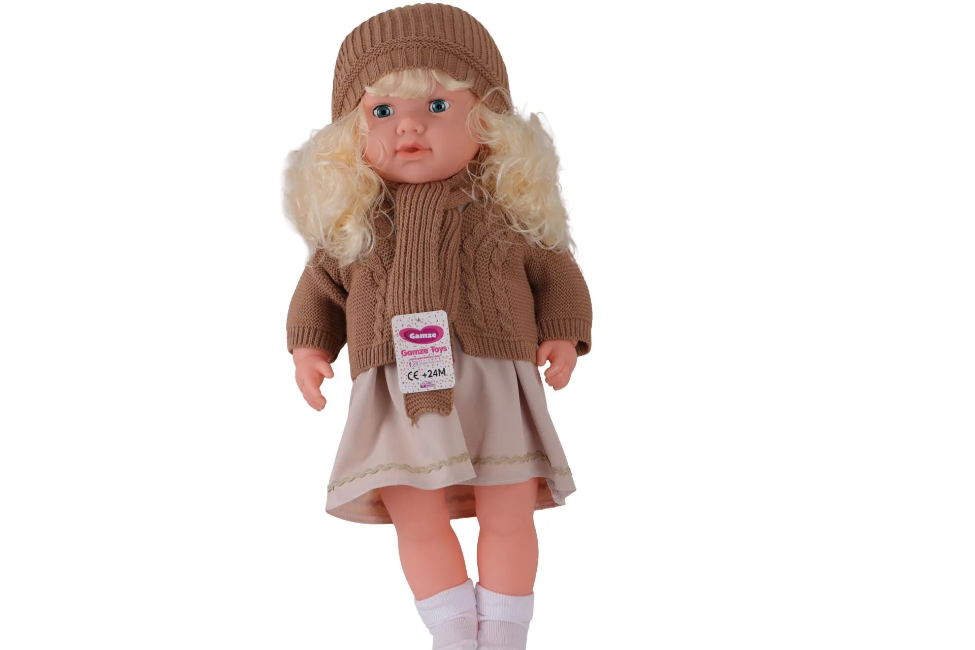 60 Cm Trikolu Hırkalı Saçlı Büyük Bebek — görsel 5