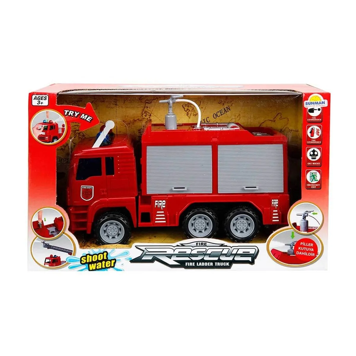 Maxx Wheels Sesli ve Işıklı Su Fışkırtan İtfaiye Aracı 24 cm — görsel 2