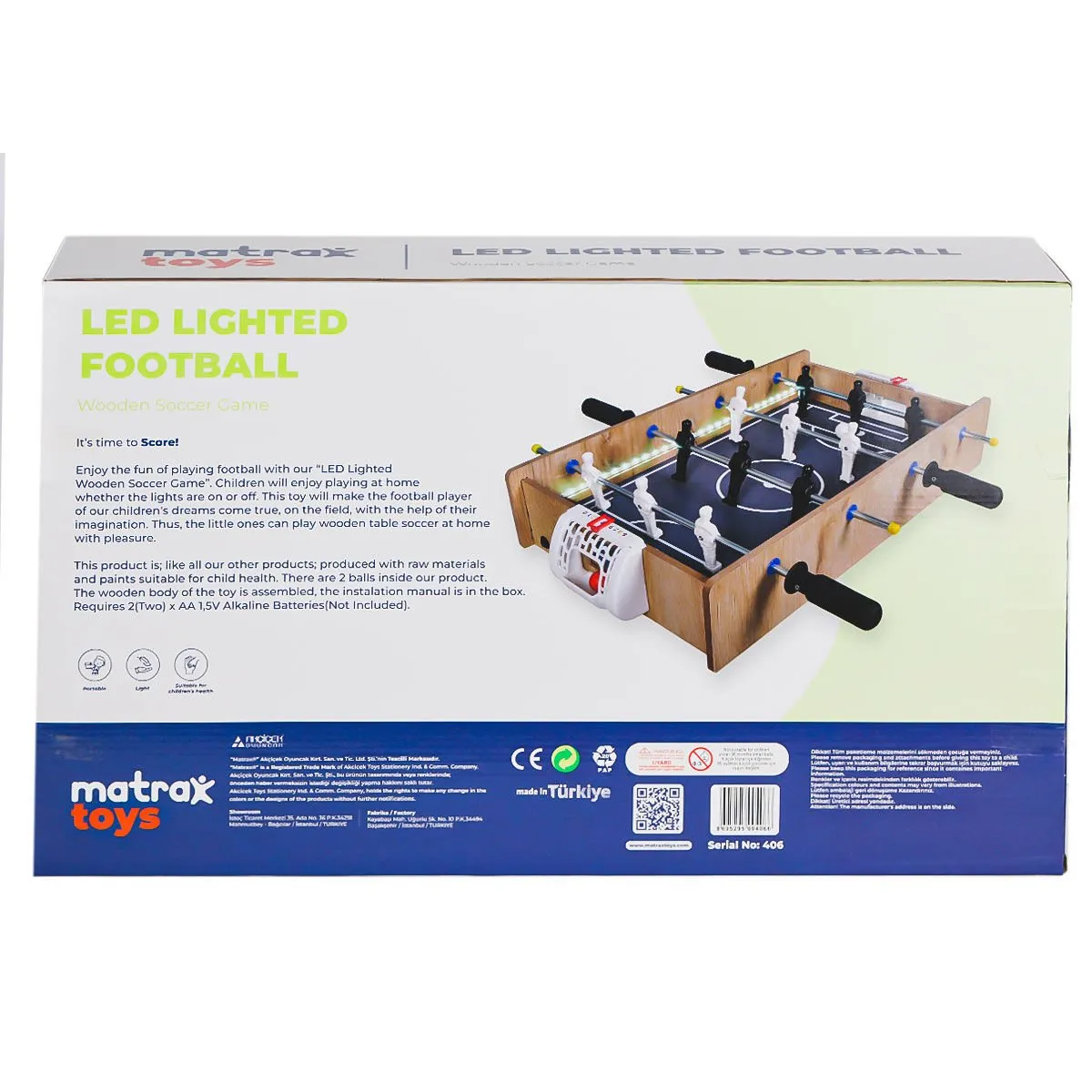 Akçiçek Oyuncak Ahşap LED Işıklı Masa Futbol Oyunu — görsel 2