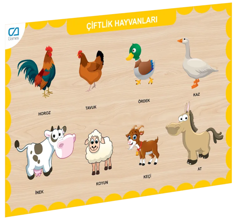 CAAHS-3211 Ca Games Ahşap Çiftlik Hayvanları Bul-Tak