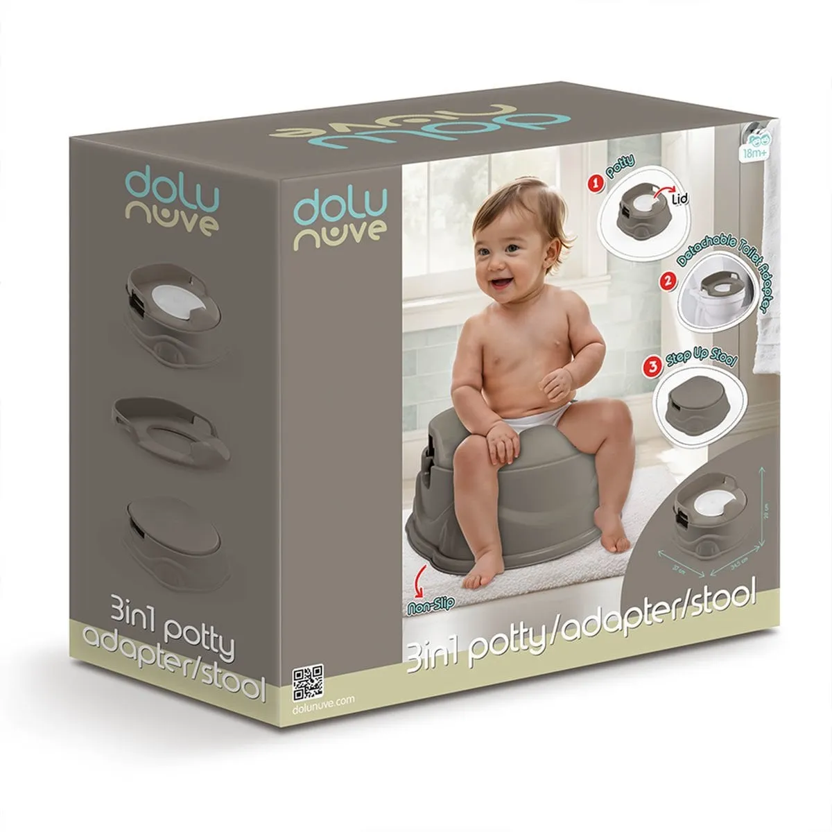 Lazımlık Adaptör Basamak Stone Gray -Dolu Oyuncak
