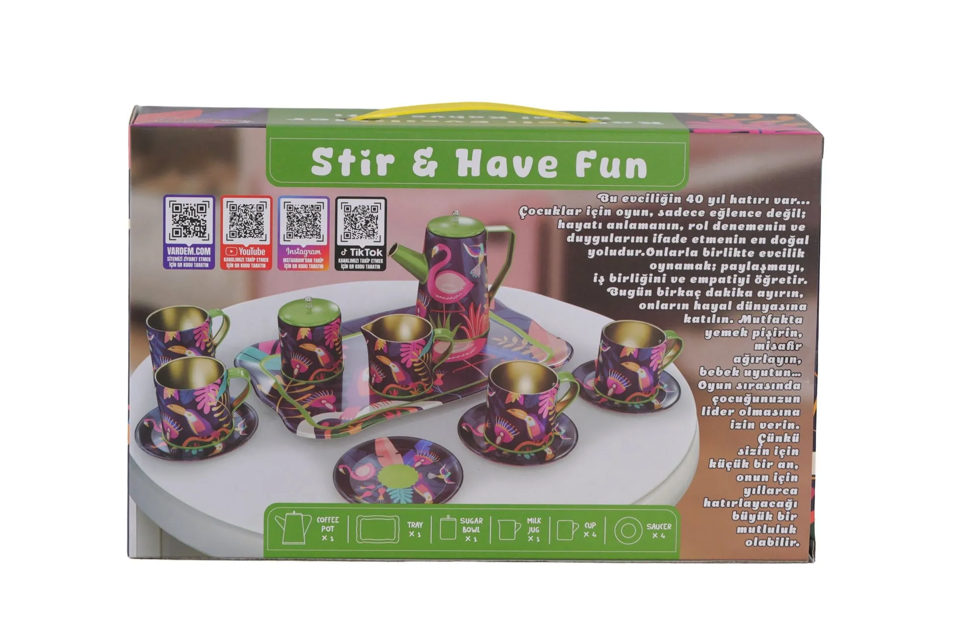 14 Parça Desenli Metal Çay Set — görsel 4