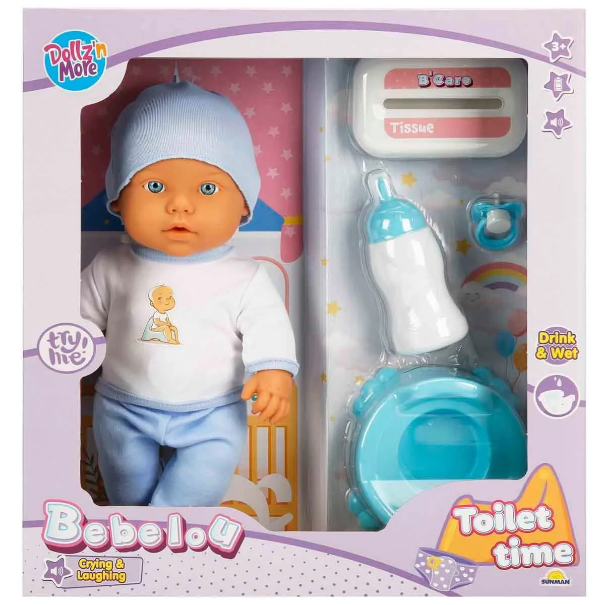 Sesli Bebelou Tuvalet Zamanı Bebek Seti 32 cm -Sunman