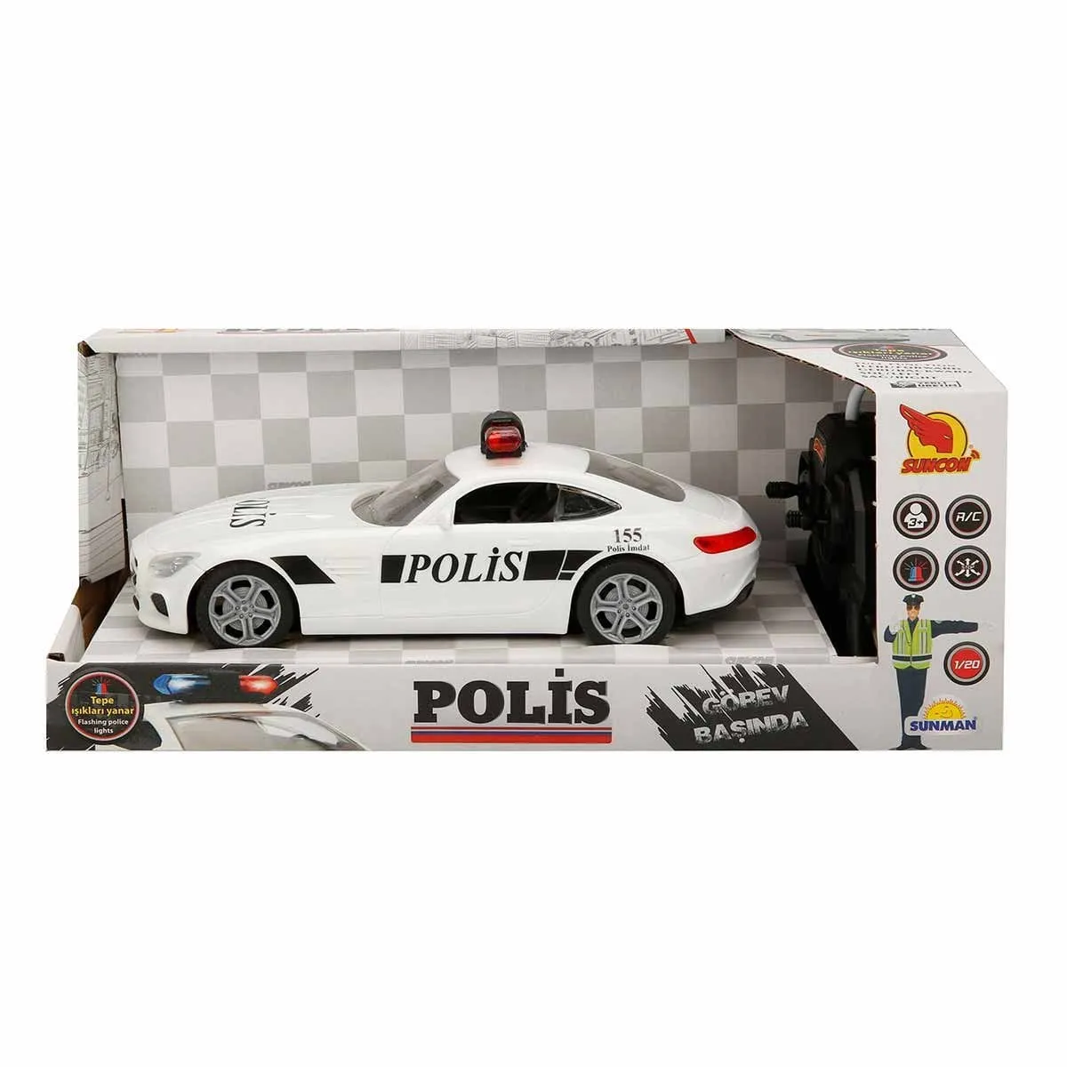 Uzaktan Kumandalı Suncon Işıklı Polis Arabası 21 cm