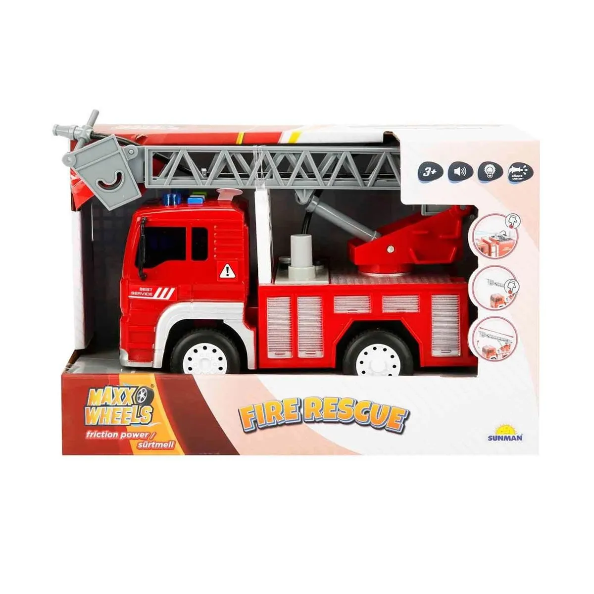 Maxx Wheels Sesli ve Işıklı Su Fışkırtan İtfaiye Aracı 20 cm — görsel 2
