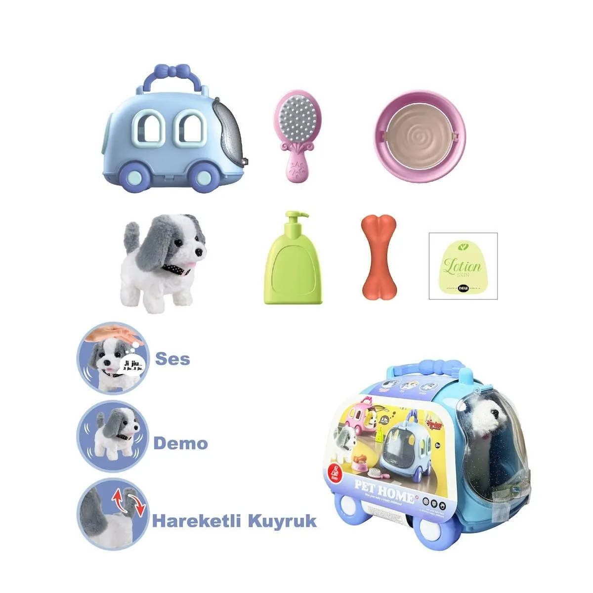 Vardem Sesli Hareketli Pilli Köpek Seti Çantalı — görsel 5