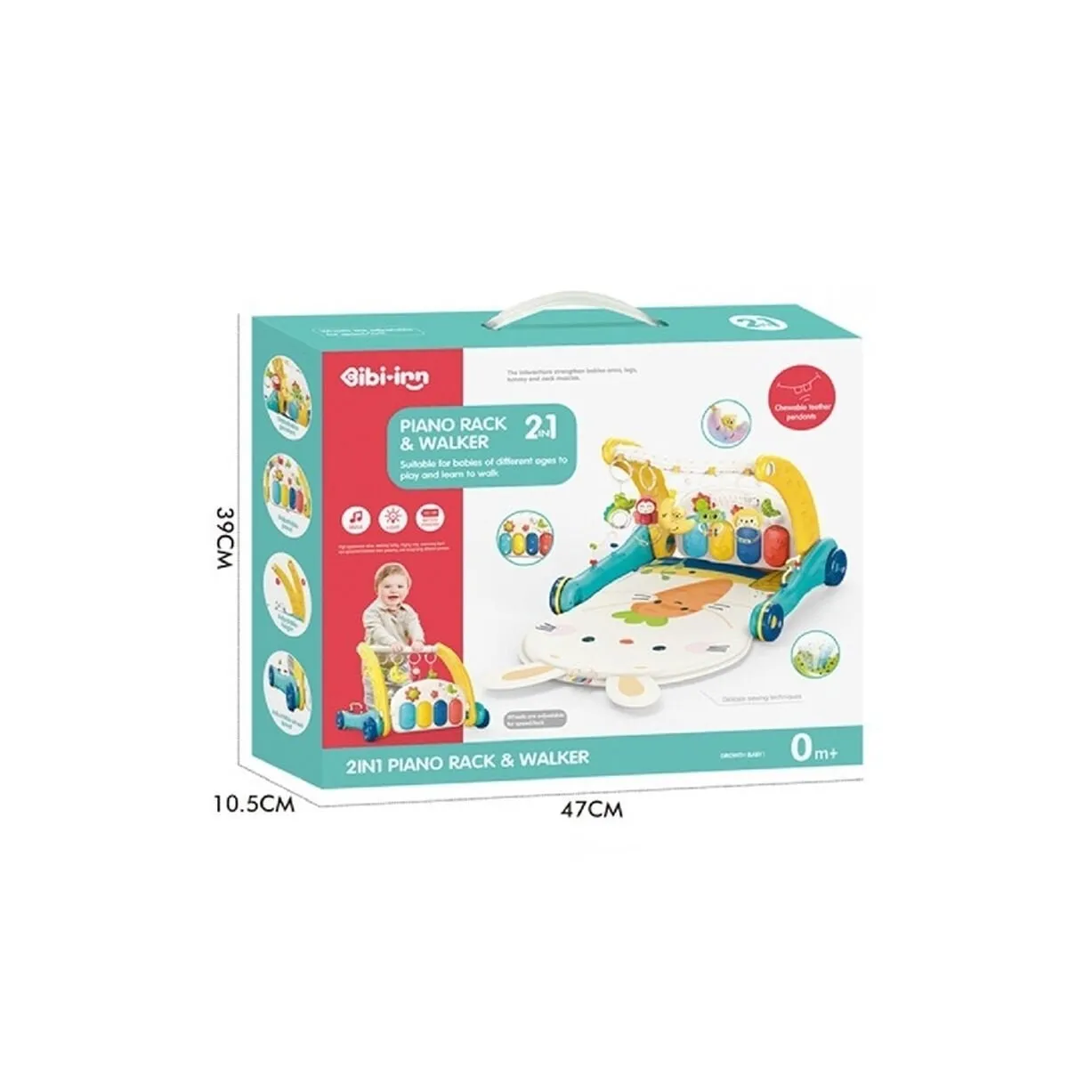 Vardem Piyanolu 2 in 1 Bebek Yürüteci ve Tavşan Desenli Mavi Oyun Halısı — görsel 4